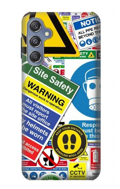 S3960 Safety Signs Sticker Collage Case Cover Custodia per Samsung Galaxy M34 5G