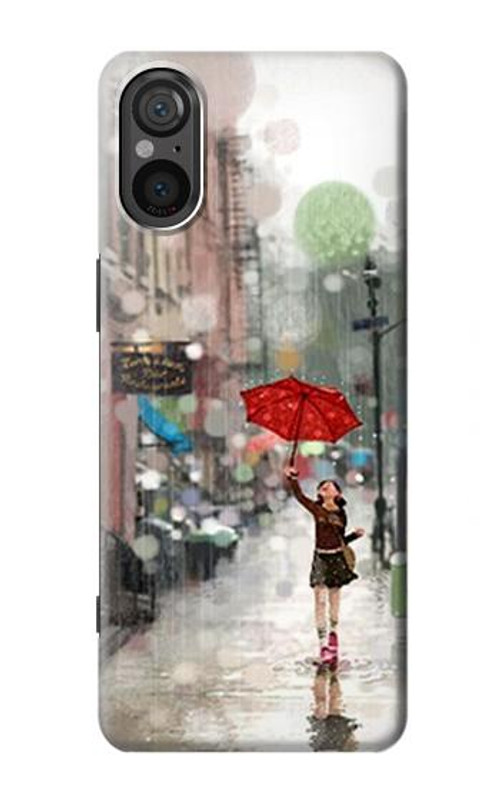 S0108 Girl in The Rain Case Cover Custodia per Sony Xperia 5 V S0108 Girl in The Rain Case Cover Custodia per Sony Xperia 5 V