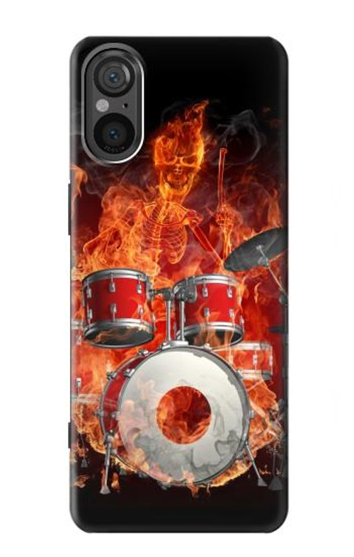 S1431 Skull Drum Fire Rock Case Cover Custodia per Sony Xperia 5 V