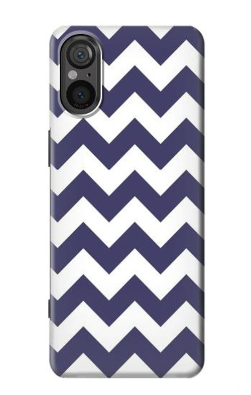 S2345 Navy Blue Shavron Zig Zag Pattern Case Cover Custodia per Sony Xperia 5 V