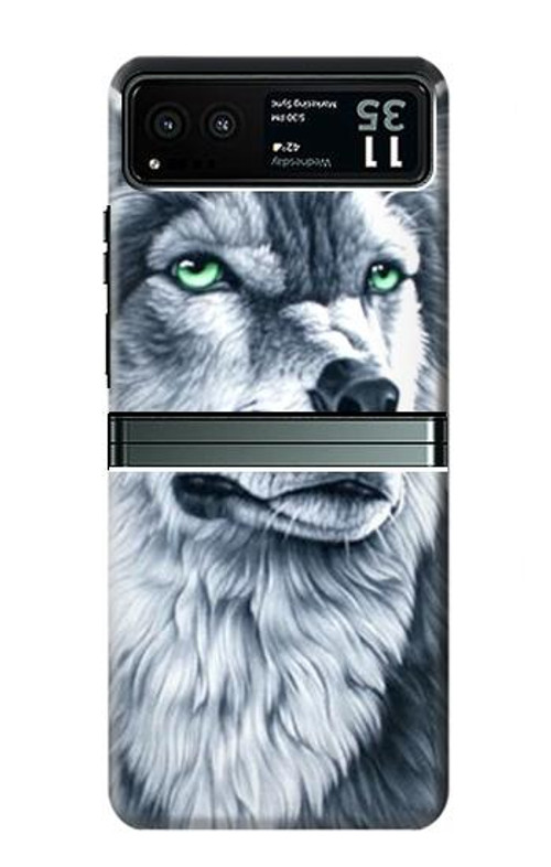 S0123 Grim White Wolf Case Cover Custodia per Motorola Razr 40