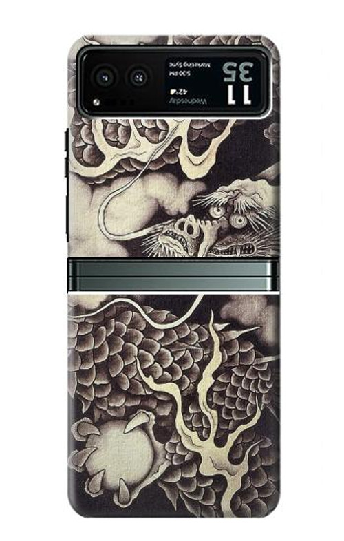 S2719 Japan Painting Dragon Case Cover Custodia per Motorola Razr 40 S2719 Japan Painting Dragon Case Cover Custodia per Motorola Razr 40
