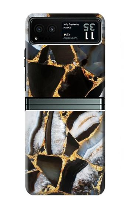 S3419 Gold Marble Graphic Print Case Cover Custodia per Motorola Razr 40