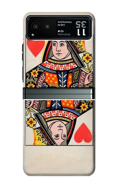 S3429 Queen Hearts Card Case Cover Custodia per Motorola Razr 40