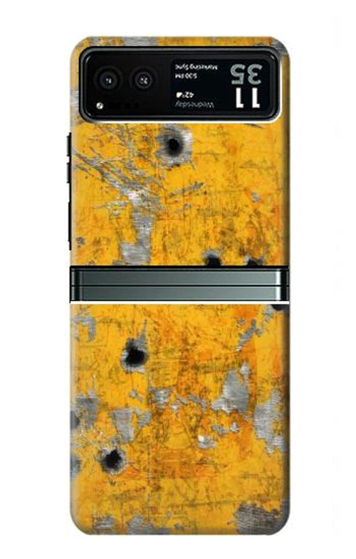 S3528 Bullet Rusting Yellow Metal Case Cover Custodia per Motorola Razr 40