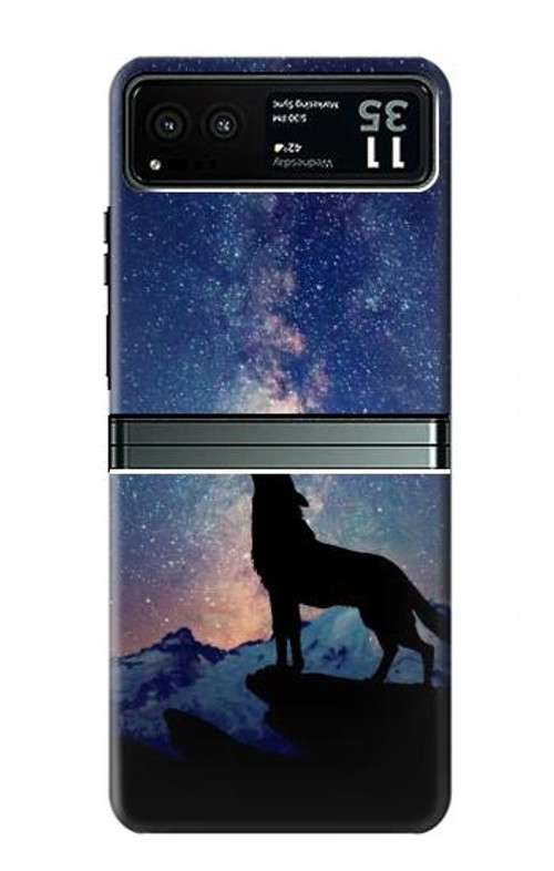 S3555 Wolf Howling Million Star Case Cover Custodia per Motorola Razr 40