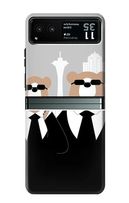 S3557 Bear in Black Suit Case Cover Custodia per Motorola Razr 40