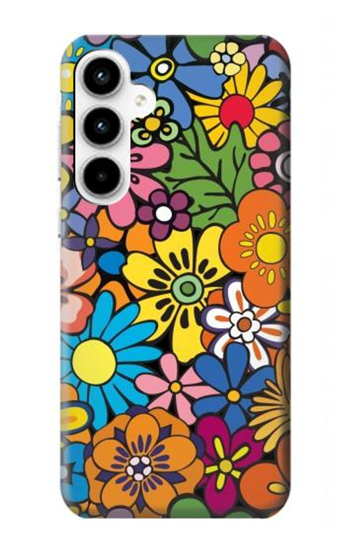 S3281 Colorful Hippie Flowers Pattern Case Cover Custodia per Samsung Galaxy A35 5G