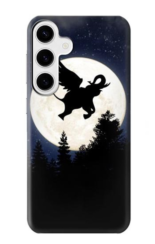 S3323 Flying Elephant Full Moon Night Case Cover Custodia per Samsung Galaxy S24 Plus