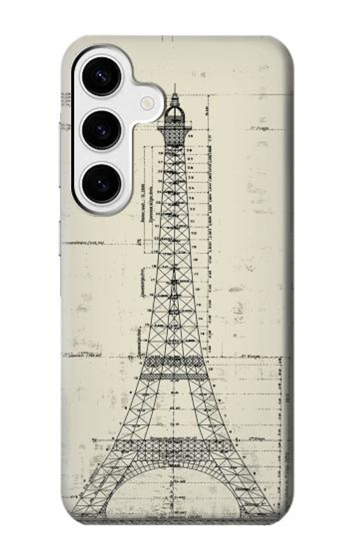 S3474 Eiffel Architectural Drawing Case Cover Custodia per Samsung Galaxy S24 Plus