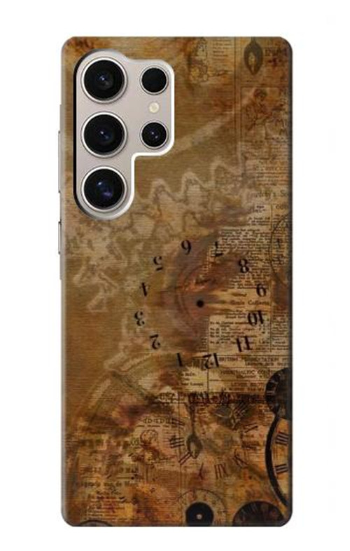 S3456 Vintage Paper Clock Steampunk Case Cover Custodia per Samsung Galaxy S24 Ultra