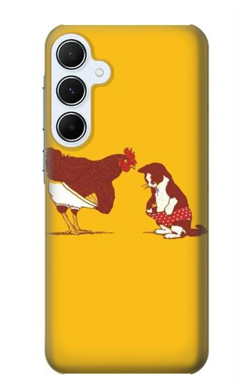 S1093 Rooster and Cat Joke Case Cover Custodia per Samsung Galaxy A55 5G S1093 Rooster and Cat Joke Case Cover Custodia per Samsung Galaxy A55 5G