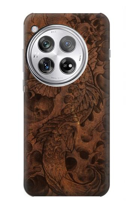 S3405 Fish Tattoo Leather Graphic Print Case Cover Custodia per OnePlus 12