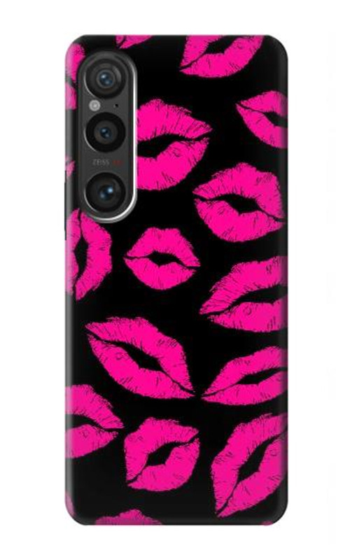 S2933 Pink Lips Kisses on Black Case Cover Custodia per Sony Xperia 1 VI S2933 Pink Lips Kisses on Black Case Cover Custodia per Sony Xperia 1 VI