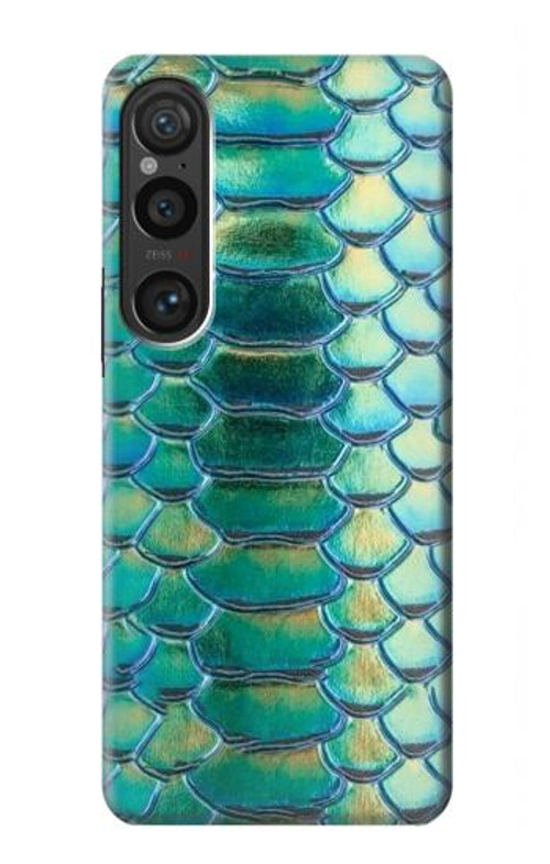 S3414 Green Snake Scale Graphic Print Case Cover Custodia per Sony Xperia 1 VI