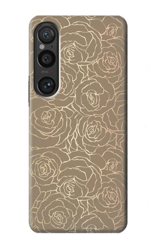S3466 Gold Rose Pattern Case Cover Custodia per Sony Xperia 1 VI