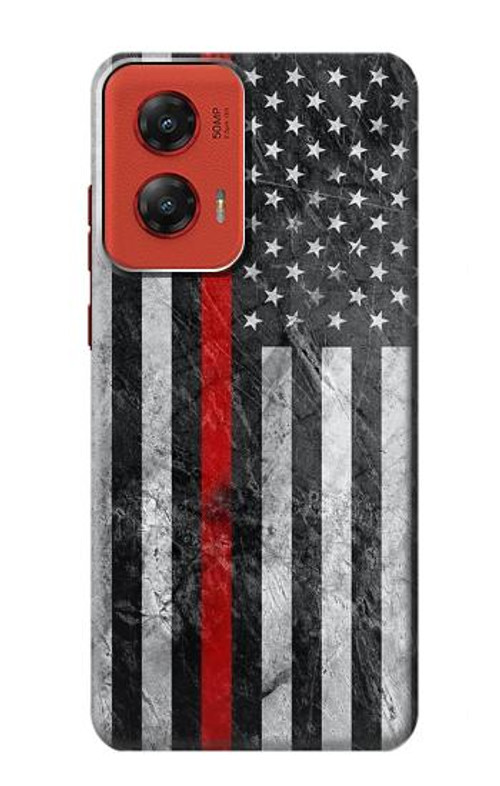 S3687 Firefighter Thin Red Line American Flag Case Cover Custodia per Motorola Moto G Stylus 5G (2024)