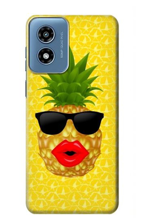 S2443 Funny Pineapple Sunglasses Kiss Case Cover Custodia per Motorola Moto G Play 4G (2024)