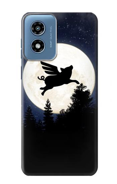 S3289 Flying Pig Full Moon Night Case Cover Custodia per Motorola Moto G Play 4G (2024)