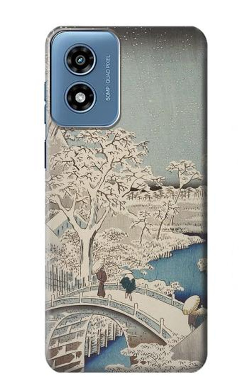 S3350 Utagawa Hiroshige Drum Bridge Yuhi Hill in Meguro Case Cover Custodia per Motorola Moto G Play 4G (2024)