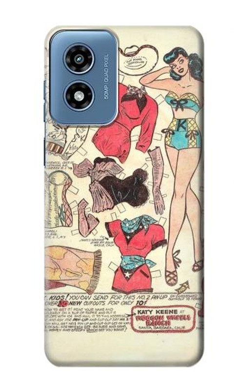 S3820 Vintage Cowgirl Fashion Paper Doll Case Cover Custodia per Motorola Moto G Play 4G (2024)