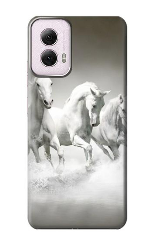 S0933 White Horses Case Cover Custodia per Motorola Moto G Power 5G (2024)