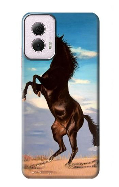 S0934 Wild Black Horse Case Cover Custodia per Motorola Moto G Power 5G (2024)