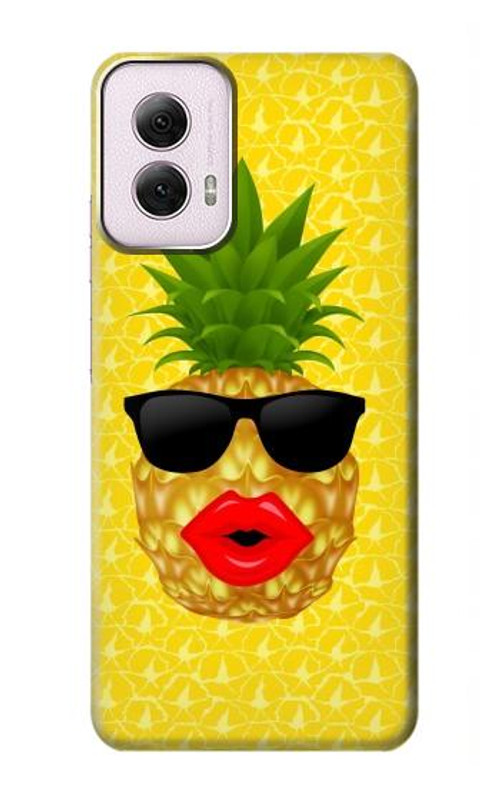 S2443 Funny Pineapple Sunglasses Kiss Case Cover Custodia per Motorola Moto G Power 5G (2024)