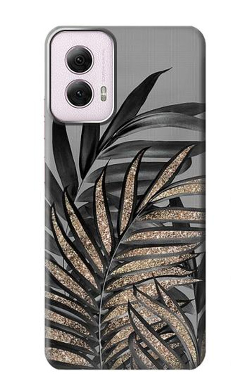 S3692 Gray Black Palm Leaves Case Cover Custodia per Motorola Moto G Power 5G (2024)