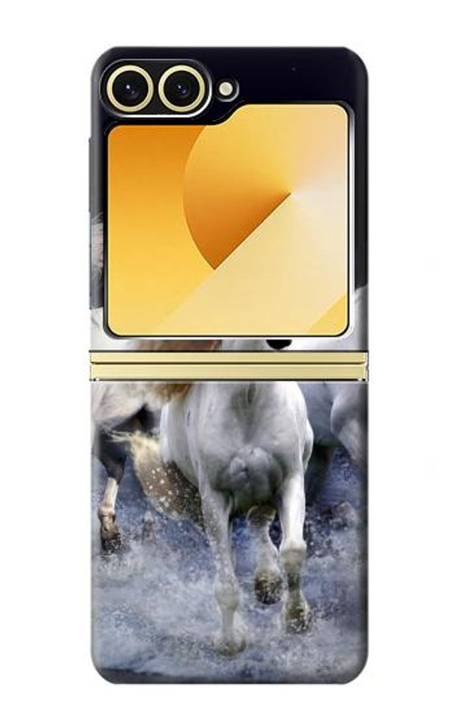 S0246 White Horse Case Cover Custodia per Samsung Galaxy Z Flip 6, Flip 7 FE S0246 White Horse Case Cover Custodia per Samsung Galaxy Z Flip 6, Flip 7 FE