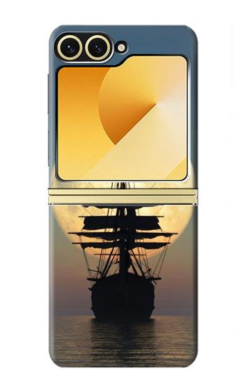 S2897 Pirate Ship Moon Night Case Cover Custodia per Samsung Galaxy Z Flip 6, Flip 7 FE S2897 Pirate Ship Moon Night Case Cover Custodia per Samsung Galaxy Z Flip 6, Flip 7 FE