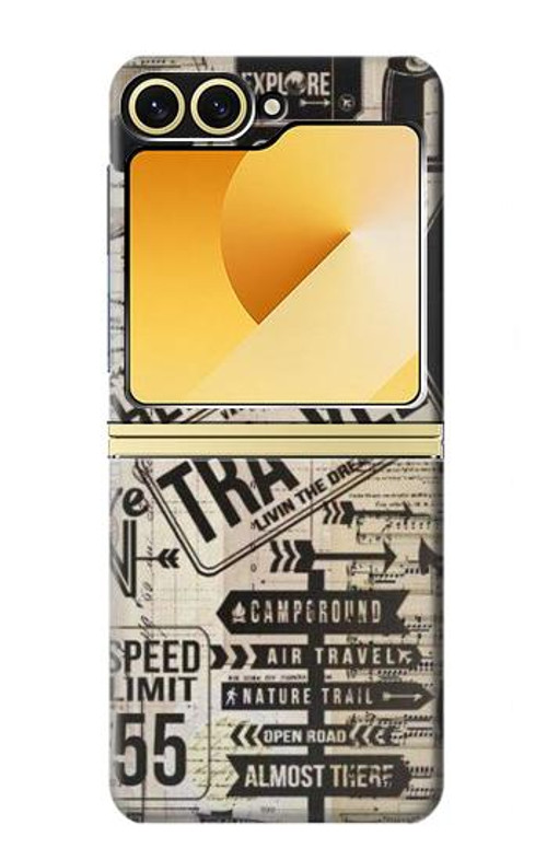 S3441 Vintage Travel Case Cover Custodia per Samsung Galaxy Z Flip 6, Flip 7 FE