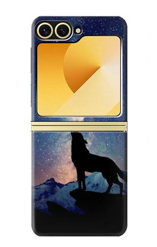 S3555 Wolf Howling Million Star Case Cover Custodia per Samsung Galaxy Z Flip 6, Flip 7 FE S3555 Wolf Howling Million Star Case Cover Custodia per Samsung Galaxy Z Flip 6, Flip 7 FE