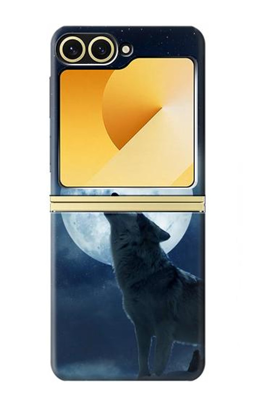 S3693 Grim White Wolf Full Moon Case Cover Custodia per Samsung Galaxy Z Flip 6, Flip 7 FE