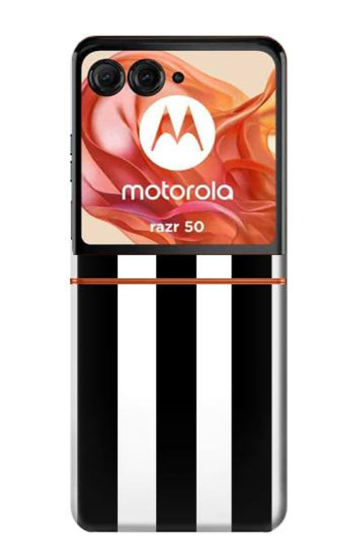 S2297 Black and White Vertical Stripes Case Cover Custodia per Motorola Razr 50 S2297 Black and White Vertical Stripes Case Cover Custodia per Motorola Razr 50