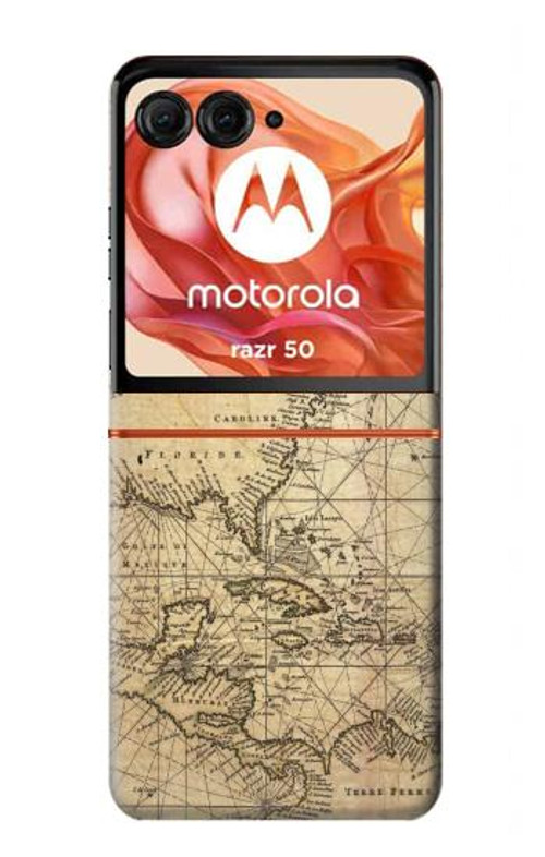 S2506 Exploration North America Map Case Cover Custodia per Motorola Razr 50