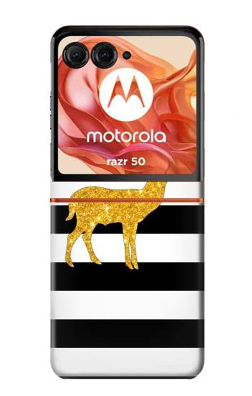 S2794 Black and White Striped Deer Gold Sparkles Case Cover Custodia per Motorola Razr 50