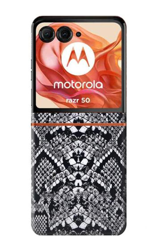S2855 White Rattle Snake Skin Graphic Printed Case Cover Custodia per Motorola Razr 50