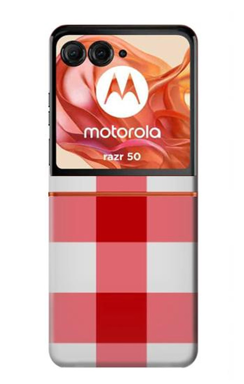 S3535 Red Gingham Case Cover Custodia per Motorola Razr 50