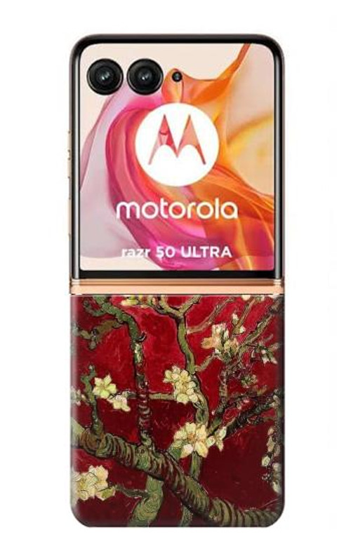 S2414 Red Blossoming Almond Tree Van Gogh Case Cover Custodia per Motorola Razr 50 Ultra S2414 Red Blossoming Almond Tree Van Gogh Case Cover Custodia per Motorola Razr 50 Ultra