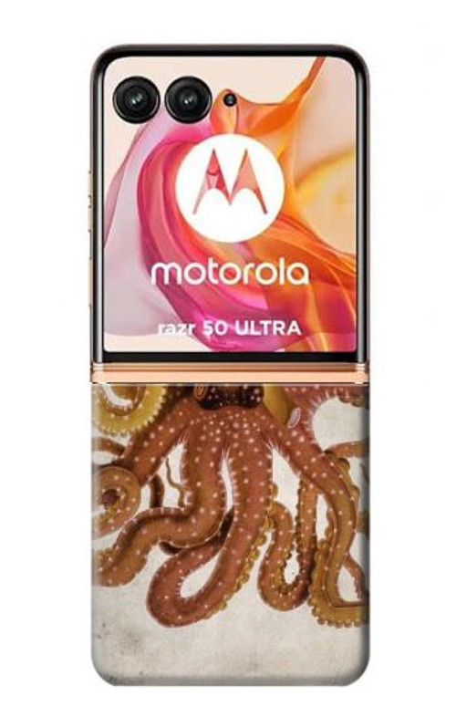 S2801 Vintage Octopus Case Cover Custodia per Motorola Razr 50 Ultra S2801 Vintage Octopus Case Cover Custodia per Motorola Razr 50 Ultra
