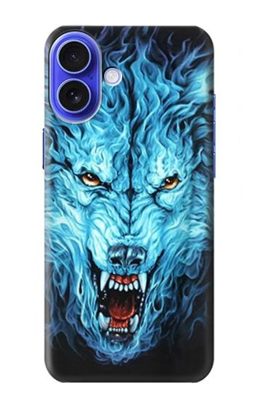 S0752 Blue Fire Grim Wolf Case Cover Custodia per iPhone 16
