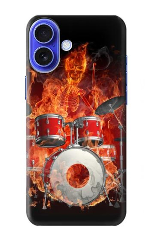 S1431 Skull Drum Fire Rock Case Cover Custodia per iPhone 16