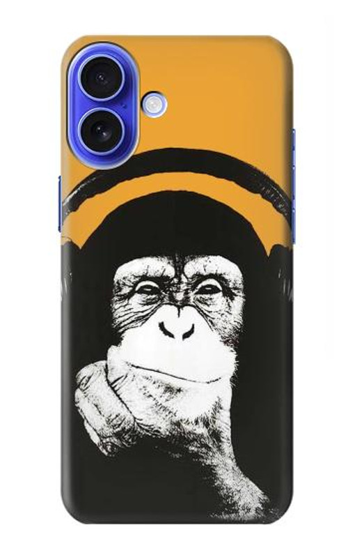 S2324 Funny Monkey with Headphone Pop Music Case Cover Custodia per iPhone 16