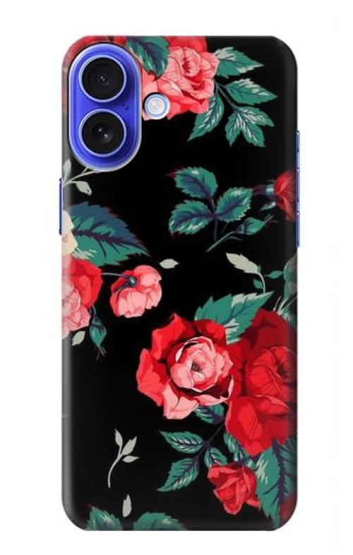 S3112 Rose Floral Pattern Black Case Cover Custodia per iPhone 16