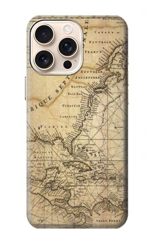 S2506 Exploration North America Map Case Cover Custodia per iPhone 16 pro