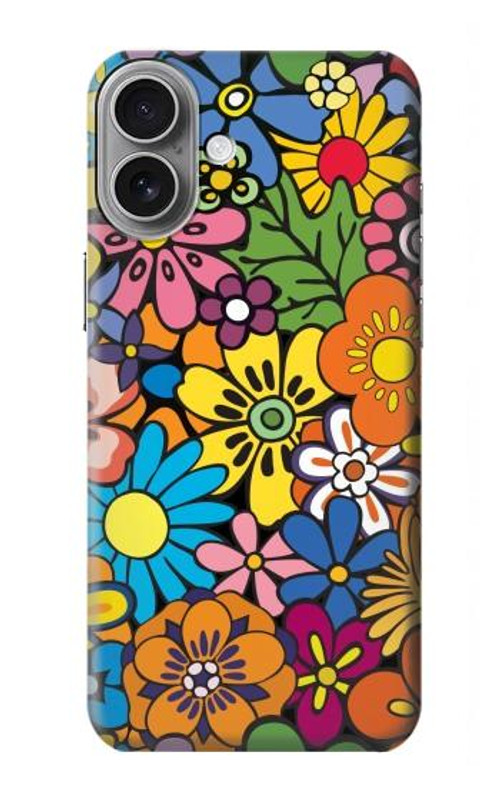 S3281 Colorful Hippie Flowers Pattern Case Cover Custodia per iPhone 16 plus
