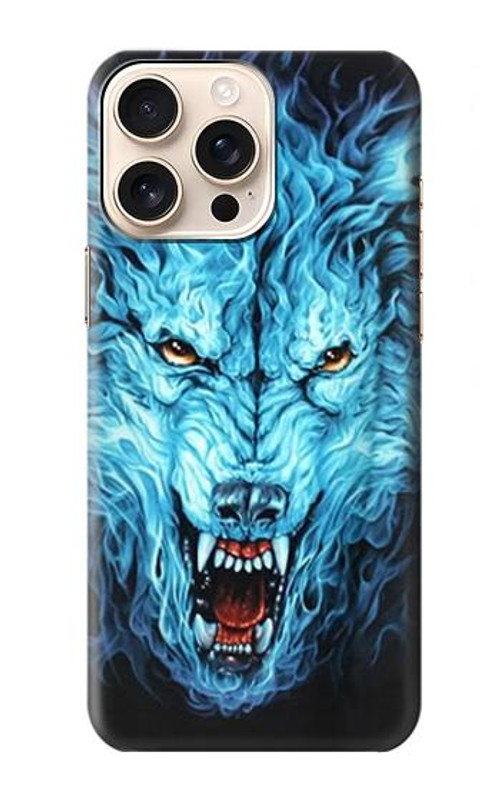 S0752 Blue Fire Grim Wolf Case Cover Custodia per iPhone 16 pro max