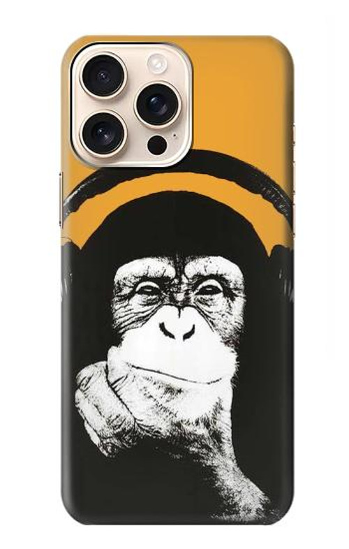 S2324 Funny Monkey with Headphone Pop Music Case Cover Custodia per iPhone 16 pro max