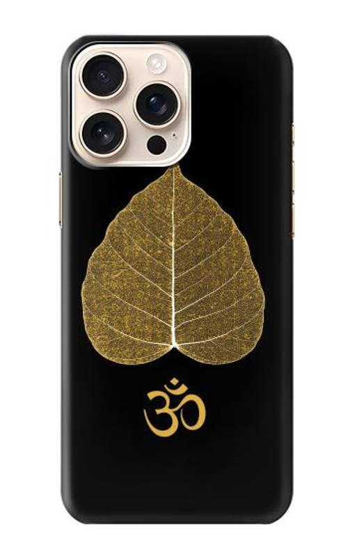 S2331 Gold Leaf Buddhist Om Symbol Case Cover Custodia per iPhone 16 pro max